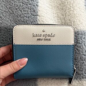 Kate Spade Teal and Cream Zip Wallet